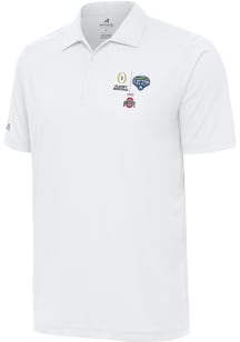 Mens Ohio State Buckeyes White Antigua 2025 Cotton Bowl Bound Tribute Short Sleeve Polo Shirt