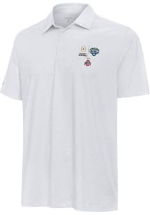 Mens Ohio State Buckeyes White Antigua 2025 Cotton Bowl Bound Whirl Short Sleeve Polo Shirt