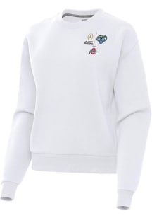 Womens Ohio State Buckeyes White Antigua 2025 Cotton Bowl Bound Victory Crew Sweatshirt