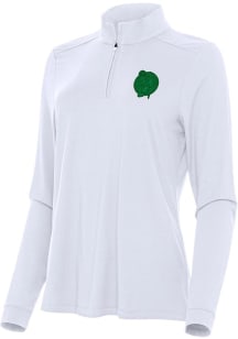 Antigua Boston Celtics Womens White St Patrick's Day Tonal Intent Qtr Zip