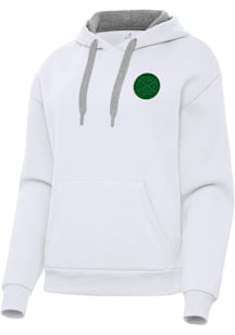 Antigua Denver Nuggets Womens White St Patrick's Day Tonal Victory Hooded Sweatshirt