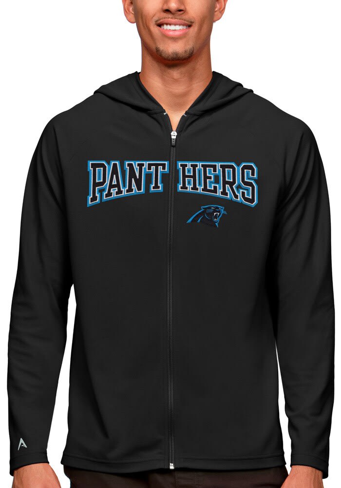 Antigua Carolina Panthers Black Legacy Long Sleeve Full Zip Jacket, Black, 100% POLYESTER, Size L, Rally House