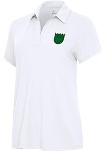 Antigua Sacramento Kings Womens White St Patrick's Day Tonal Era Short Sleeve Polo Shirt