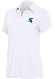 Womens Michigan State Spartans White Antigua St Patrick's Day Tonal Era Short Sleeve Polo Shirt