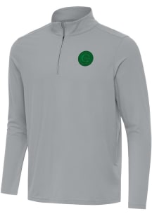 Antigua Chicago Cubs Mens Grey St Patrick's Day Tonal Intent Long Sleeve Qtr Zip Pullover