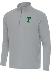 Antigua Texas Rangers Mens Grey St Patrick's Day Tonal Intent Long Sleeve Qtr Zip Pullover
