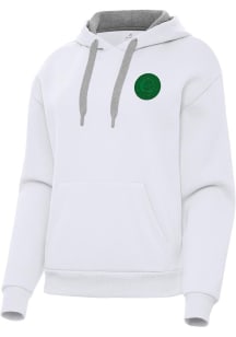 Antigua Chicago Cubs Womens White St Patrick's Day Tonal Victory Hooded Sweatshirt