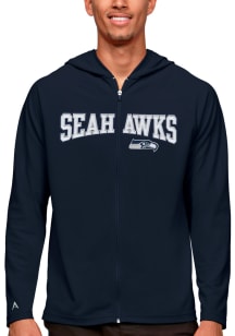 Antigua Seattle Seahawks Mens Navy Blue Legacy Long Sleeve Full Zip Jacket
