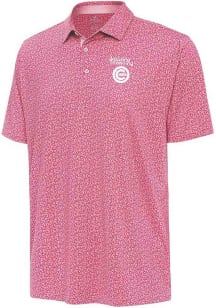Antigua Chicago Cubs Mens Pink Spring Training Blooming Short Sleeve Polo