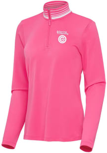 Antigua Chicago Cubs Womens Pink Spring Training Palmetto Qtr Zip