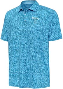 Antigua Cleveland Guardians Mens Blue Spring Training Blooming Short Sleeve Polo