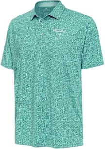 Antigua Cleveland Guardians Mens Teal Spring Training Blooming Short Sleeve Polo