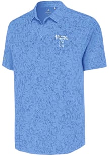 Antigua Cleveland Guardians Mens Blue Spring Training Lush Short Sleeve Dress Shirt