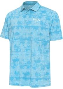 Antigua Cleveland Guardians Mens Blue Spring Training Shadow Palm Short Sleeve Polo