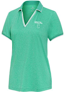 Antigua Cleveland Guardians Womens Teal Spring Training Courtyard Short Sleeve Polo Shirt