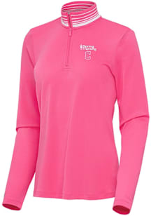 Antigua Cleveland Guardians Womens Pink Spring Training Palmetto Qtr Zip