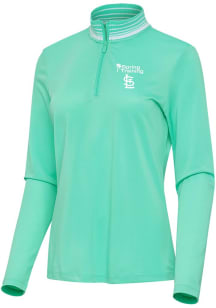 Antigua St Louis Cardinals Womens Blue Spring Training Palmetto Qtr Zip