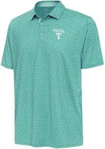 Antigua Texas Rangers Mens Teal Spring Training Blooming Short Sleeve Polo