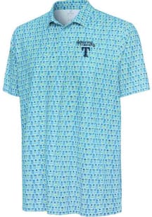 Antigua Texas Rangers Mens Light Blue Spring Training Crowns Short Sleeve Polo