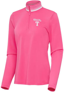 Antigua Texas Rangers Womens Pink Spring Training Palmetto Qtr Zip
