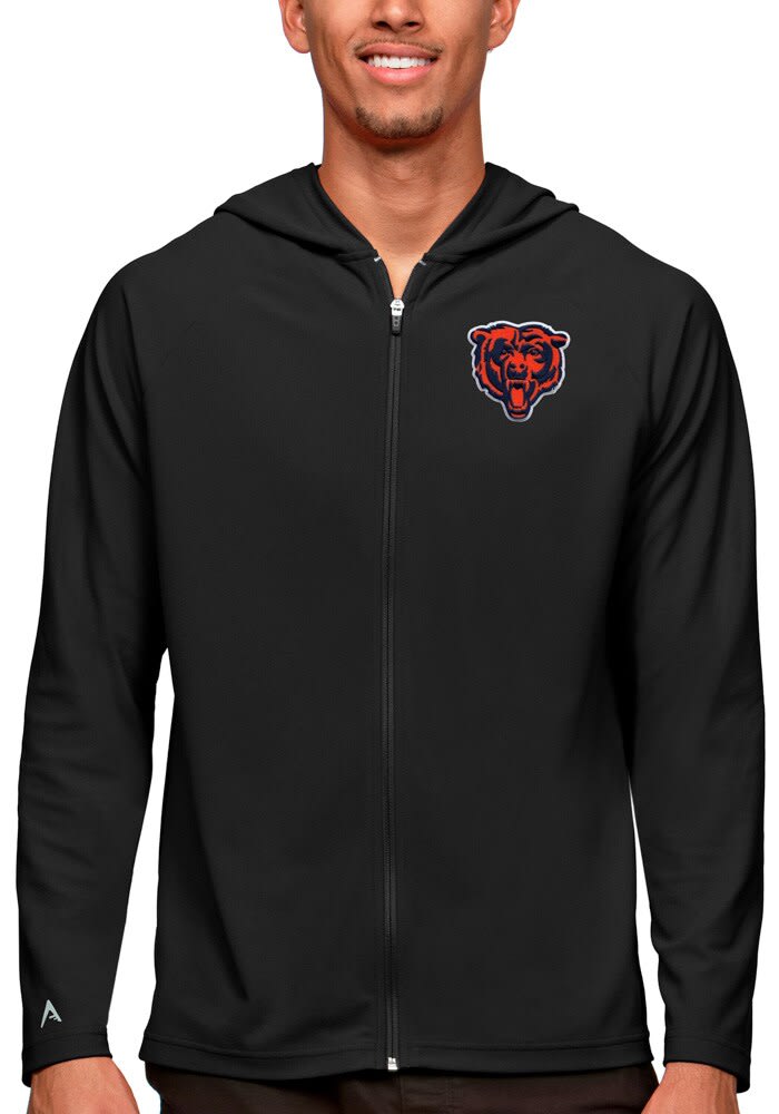 Antigua Chicago Bears Black Legacy Long Sleeve Full Zip Jacket, Black, 100% POLYESTER, Size XL, Rally House