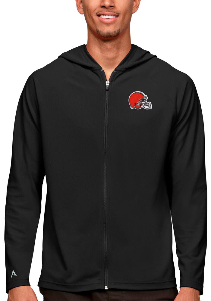 Antigua Cleveland Browns Black Legacy Long Sleeve Full Zip Jacket, Black, 100% POLYESTER, Size M, Rally House