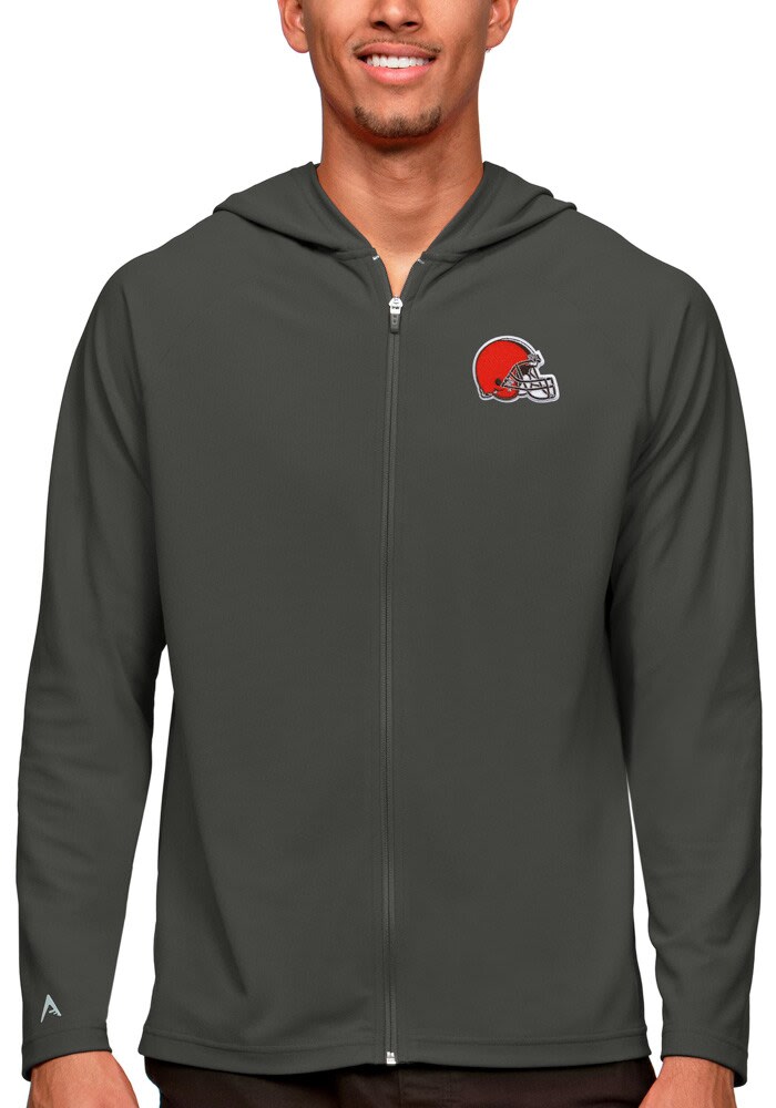 Antigua Cleveland Browns Grey Legacy Long Sleeve Full Zip Jacket, Grey, 100% POLYESTER, Size L, Rally House