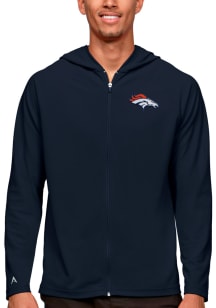 Antigua Denver Broncos Mens Navy Blue Legacy Long Sleeve Full Zip Jacket