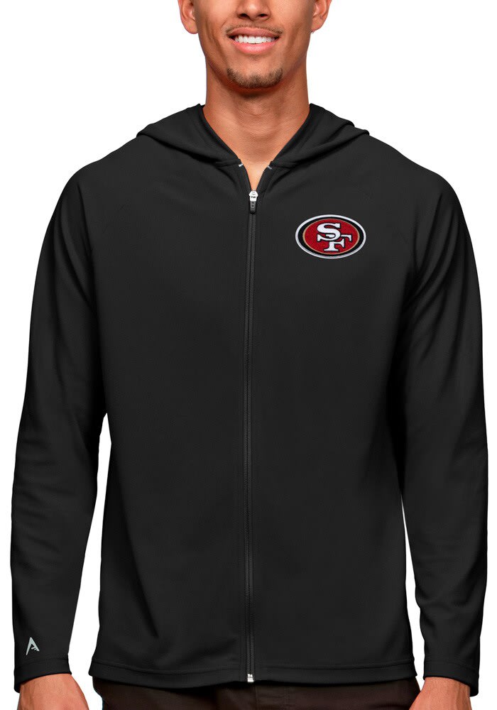 Antigua San Francisco 49ers Black Legacy Long Sleeve Full Zip Jacket, Black, 100% POLYESTER, Size 4XL, Rally House