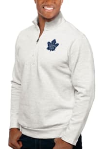 Antigua Toronto Maple Leafs Mens Grey Gambit Long Sleeve 1/4 Zip Pullover
