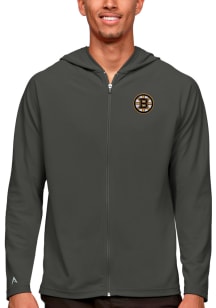 Antigua Boston Bruins Mens Grey Legacy Long Sleeve Full Zip Jacket