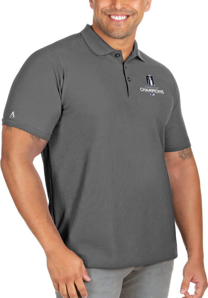Antigua Colorado Avalanche Mens Grey 2022 Stanley Cup Champions Legacy Pique Big and Tall Polos Shirt
