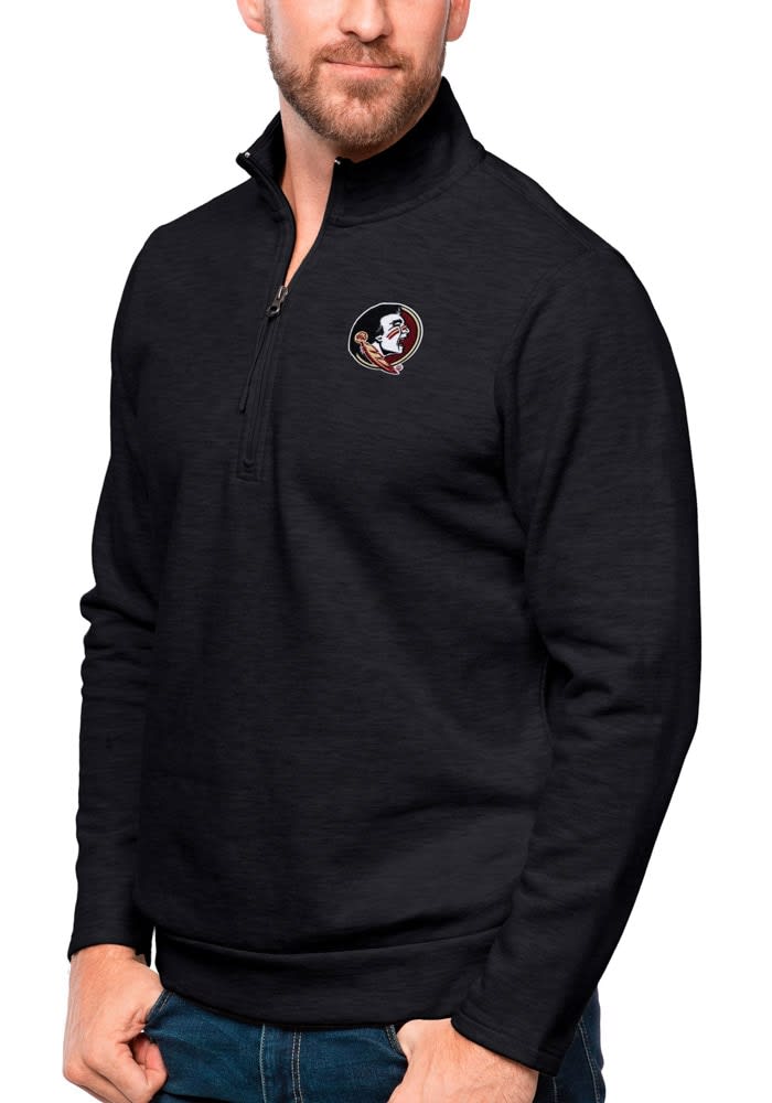 Antigua Florida State Seminoles Mens Gambit Pullover - BLACK