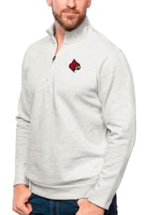 Antigua Louisville Cardinals Mens Grey Gambit Long Sleeve 1/4 Zip Pullover