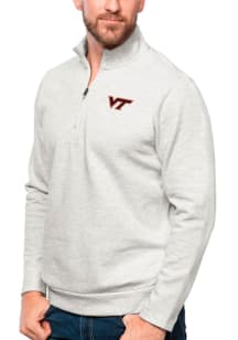 Antigua Virginia Tech Hokies Mens Grey Gambit Long Sleeve 1/4 Zip Pullover