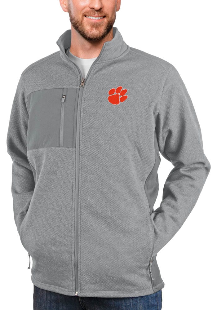 Antigua Men's Detroit Tigers Gray Legacy Full Zip Hoodie