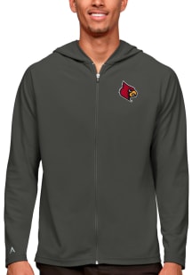 Antigua Louisville Cardinals Mens Grey Legacy Long Sleeve Full Zip Jacket