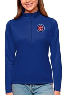 Antigua Chicago Cubs Womens Blue Tribute 1/4 Zip Pullover