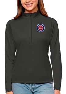 Antigua Chicago Cubs Womens Grey Tribute 1/4 Zip Pullover