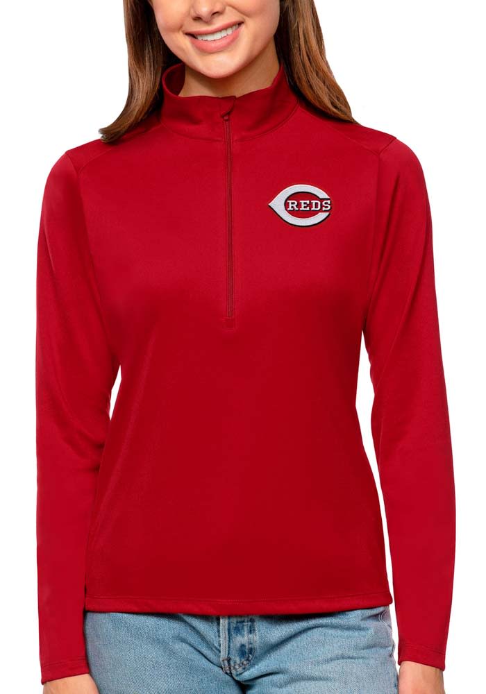 Antigua Cincinnati Reds Womens Tribute Qtr Zip Pullover