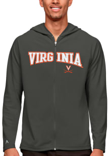 Antigua Virginia Cavaliers Mens Grey Legacy Long Sleeve Full Zip Jacket