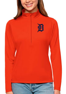 Antigua Detroit Tigers Womens Orange Tribute 1/4 Zip Pullover