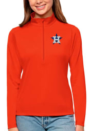 Antigua Houston Astros Womens Orange Tribute 1/4 Zip Pullover