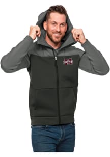 Antigua Mississippi State Bulldogs Mens Grey Protect Long Sleeve Full Zip Jacket