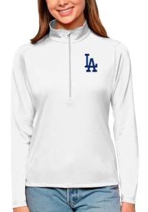 Antigua LA Dodgers Womens White Tribute 1/4 Zip Pullover