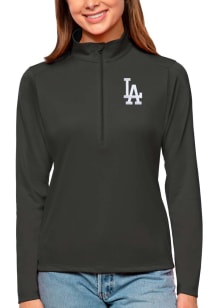 Antigua LA Dodgers Womens Grey Tribute 1/4 Zip Pullover