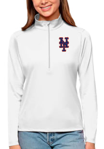Antigua NY Mets Womens White Tribute 1/4 Zip Pullover