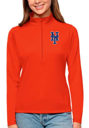Antigua New York Mets Womens Orange Tribute 1/4 Zip Pullover