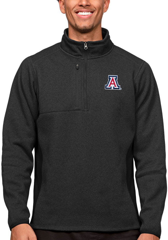 Men's Antigua Heathered Black/Red Arizona Wildcats Esteem Polo