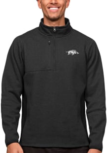 Antigua Arkansas Razorbacks Mens Black Course Long Sleeve 1/4 Zip Pullover